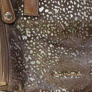 Vera Bradley Sycamore Collection Downtown Dots Crossbody Brown Leather Calf Hair